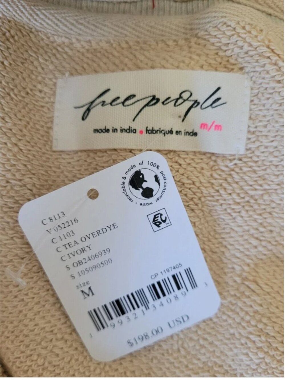 Free People NWT We The Free Zipper Front Hoodie Sweatshirt Oversized Cardigan M - Picture 6 of 7